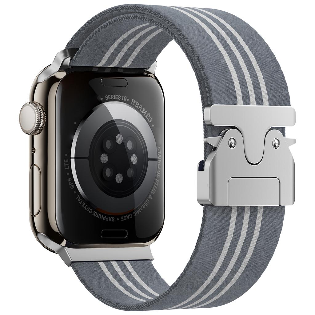 Watch Band for Apple Watch Series 10 9 8 7 SE 6 5 4 3 2 1 42mm 41mm 40mm 38mm 3-Stripe Parachute Buckle Nylon Strap