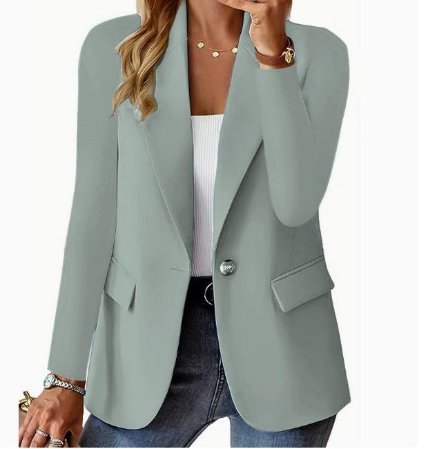 

Осінній кардиган з довгими рукавами однотонного кольору, маленький піджак для жінок 5XL світло-зелений колір