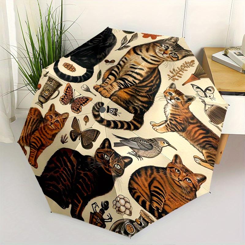 

Cats, Nature Theme 8 Bone Hand Automatic Folding Umbrella, Compact and Portable Design, A Perfect Gift for Birthday, Christmas or Business U