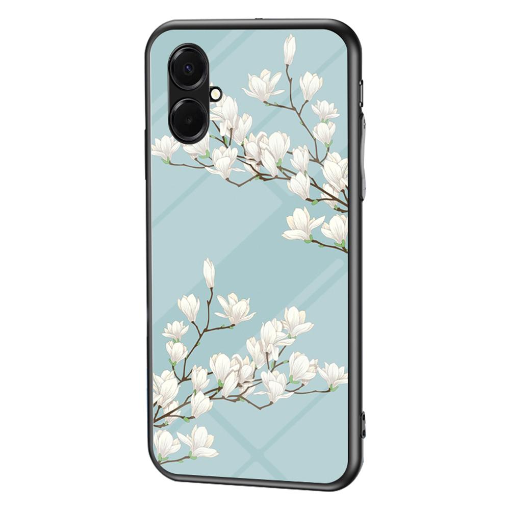 

For Samsung Galaxy A07 4G Case Floral Pattern TPU+Tempered Glass Protective Phone Cover Gardenias
