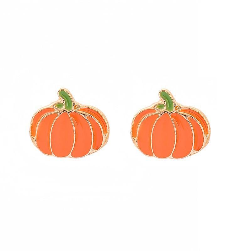 Thanksgiving Cartoon Oil Drip Sunflower Pumpkin Maple Leaf Set Stud Earrings Personalized Earrings