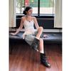 Cowhide Pants Short Boots Women's Pleated Pile Black Wipe Round Head Vintage Chubby Knight Western Cowboy Martin Boots