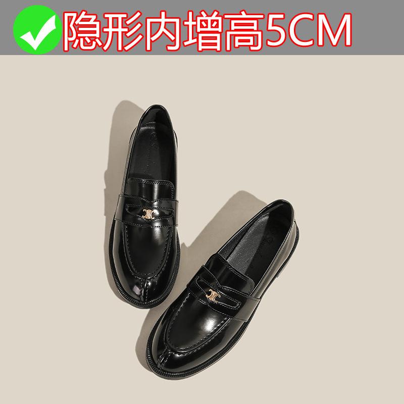 

Увеличение высоты 5 см, туфли-лоферы с круглым носком и маленькой золотой пряжкой, женские маленькие кожаные туфли, женские бархатные, маленький размер 3334 33