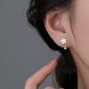 Screw-in Mini Daisy Stud Earrings, Simple Silver Peach Blossom Design for Women