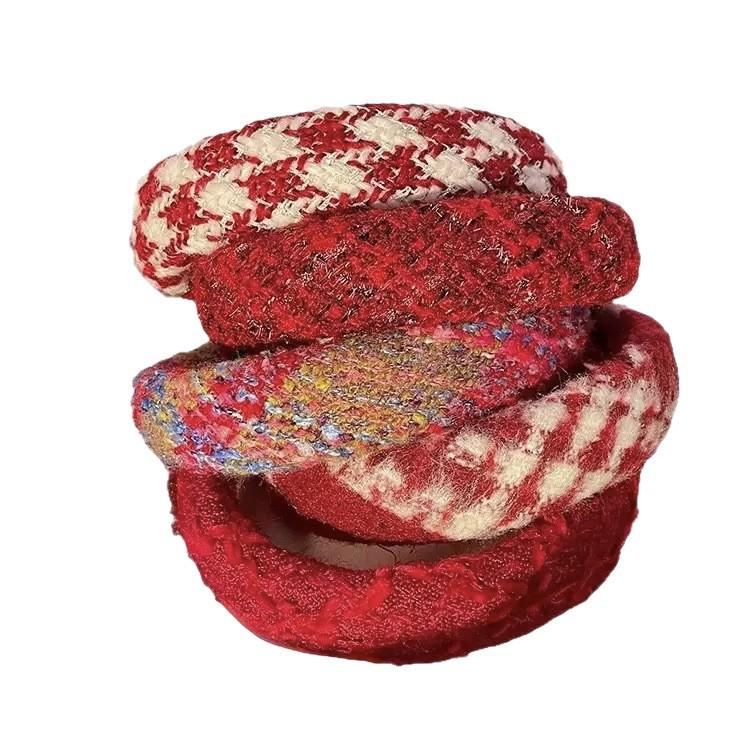 Red Polka Dot Angora Headband: Versatile Women's Hair Accessory for Autumn/Winter