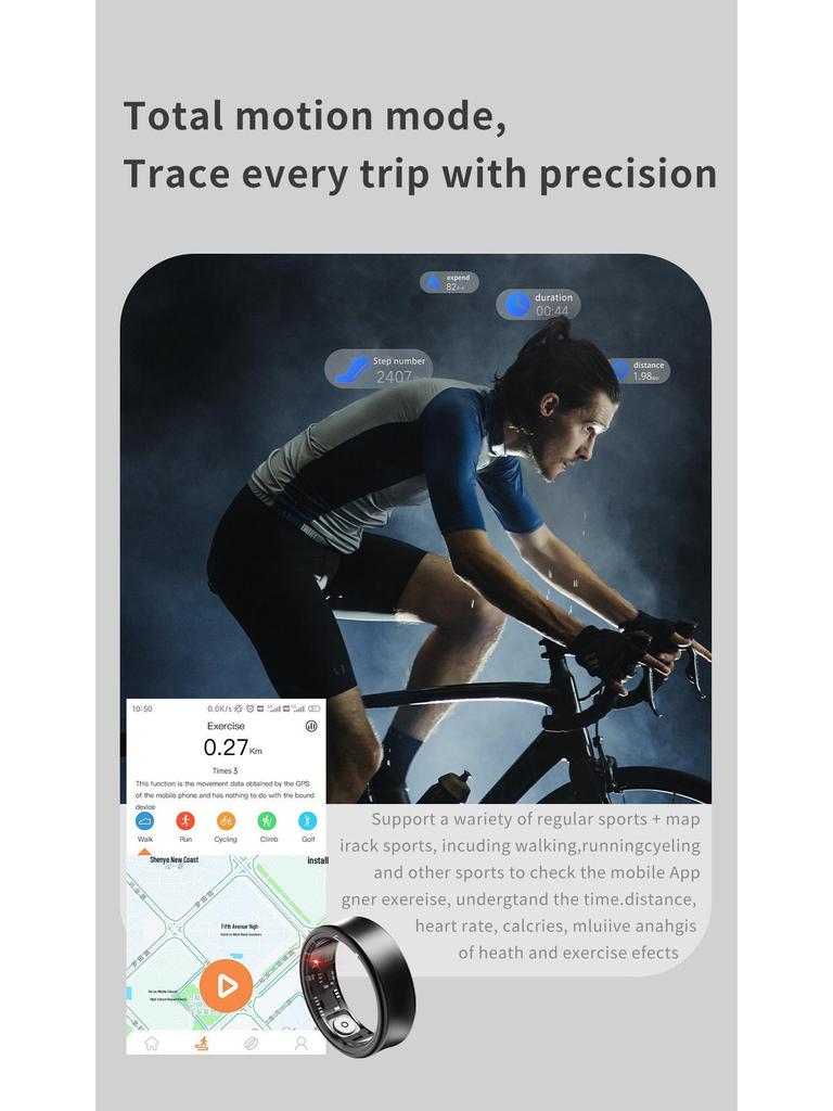 Titanium Alloy Smart Ring SR05: Heart Rate Monitor, Video Player, Unisex, Black Tech, Waterproof, Bluetooth Wearable