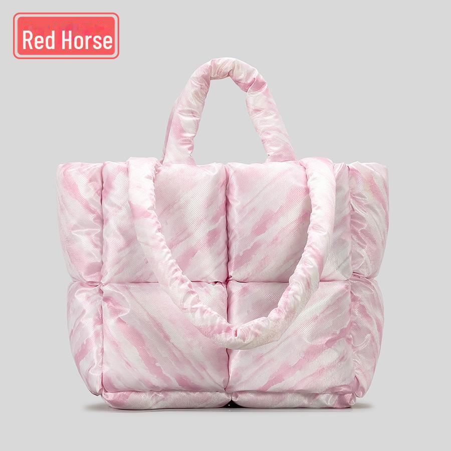 "2025 New Soft Checkered Cotton Handbag: Fashionable, Simple Tote for Women"