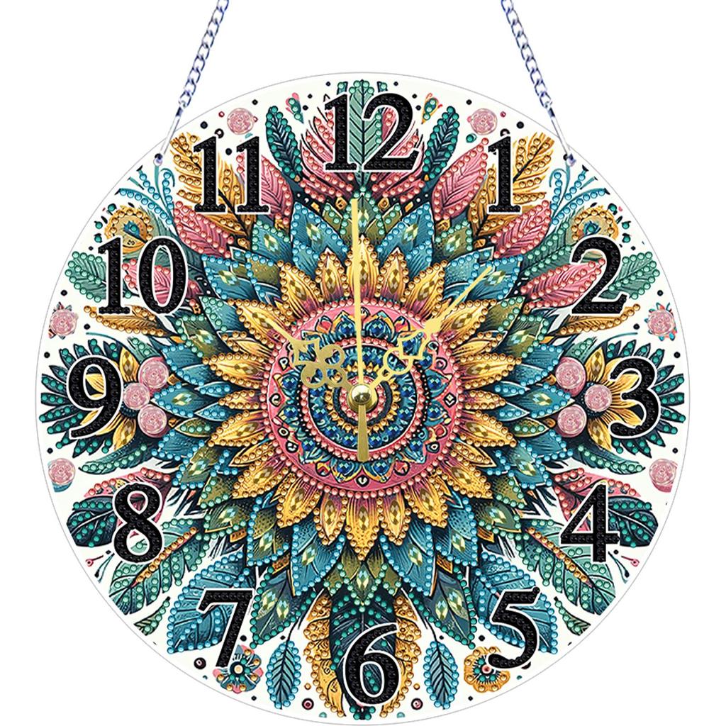 2D Flat DIY Irregular Shaped Drilling Diamond Painting Clock Pendant Diamond Art Clock Pendant Kit for Living Room Decoration