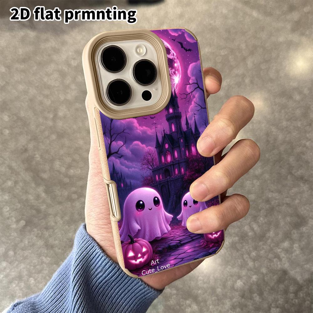 Phone case: 2D flat lambskin suitable for iPhone 18 17 16 15 14 13 Pro protective cases, dark castle, Christmas and Halloween gifts