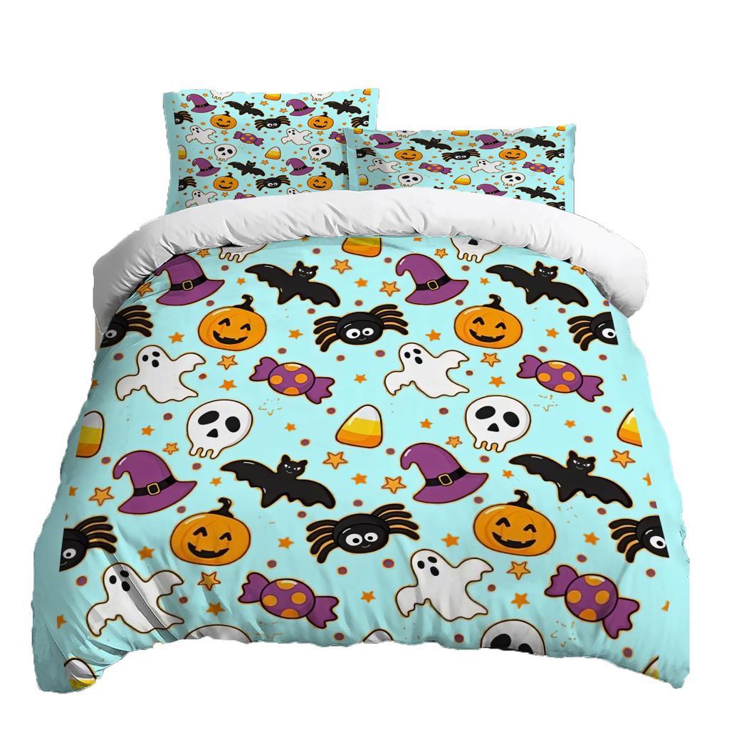 Halloween Three-piece Bedding Set Quilt Cover Pillowcase Brushed Fabric Thickened