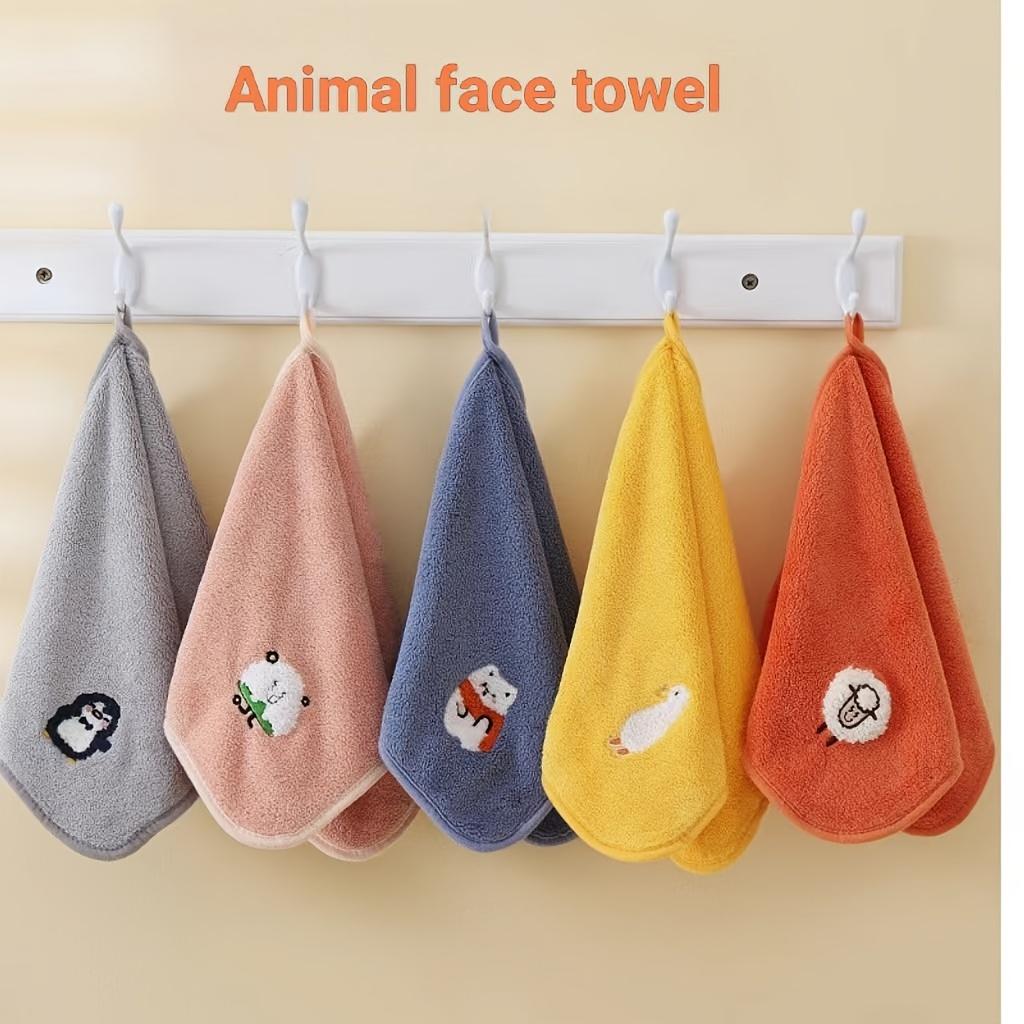10pcs Soft Cartoon Animal Face Towels Embroidered, Super Absorbent Hand and Face Towels,Suitable for Bathroom,Kitchen,Living Room Cute Animal Patterns