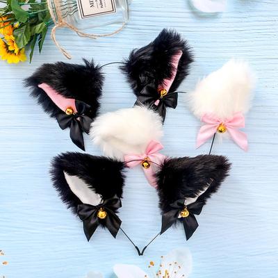 Cosplay Girl Plush Furry Ears Headwear Accessory Prop for Cam Girl Party