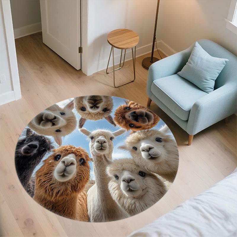 Goat Theme pattern round rug,Carpet Rug for Living Room Bedroom Playroom ,Non-slip Floor Mat,Holiday Gifts and Birthday Gifts.