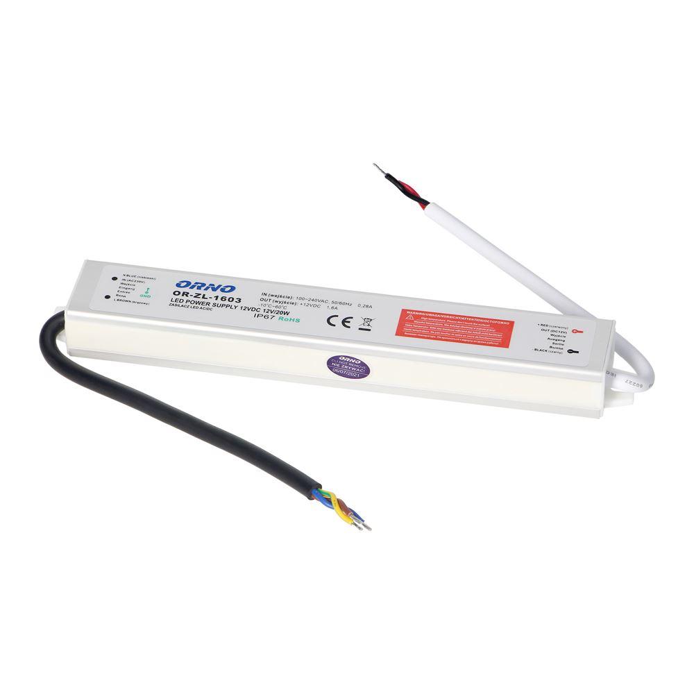 Zasilacz Led Płaski 20W 12V Dc Ip67 - Or-Zl-1603