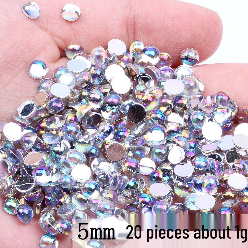 DIY Mobile Phone Jewelry: Glossy AB White Round Flat-Bottom Accessories