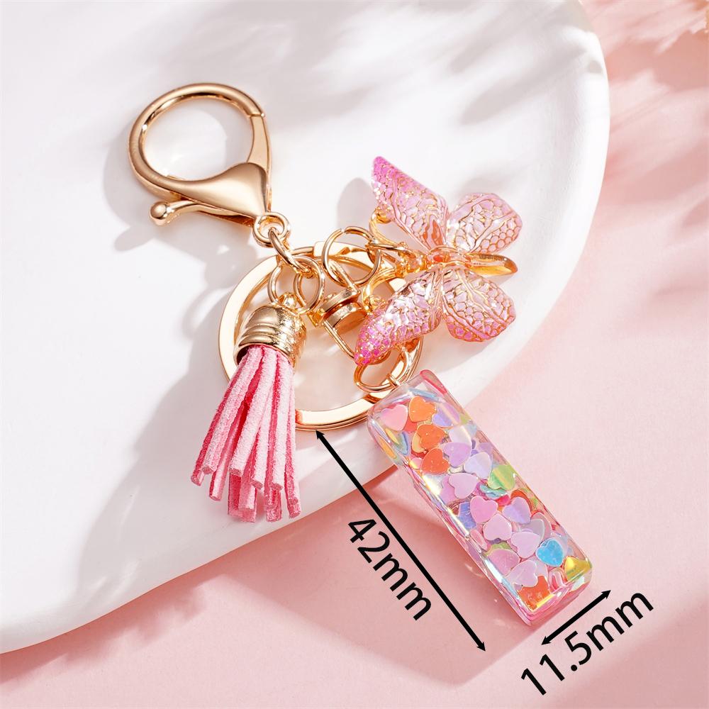 

Fashion DIY A-Z Letters Keychain Metal Holder Pendent Key Chain With Butterfly Women Car Key Ring Simple Letter Key Party Gift