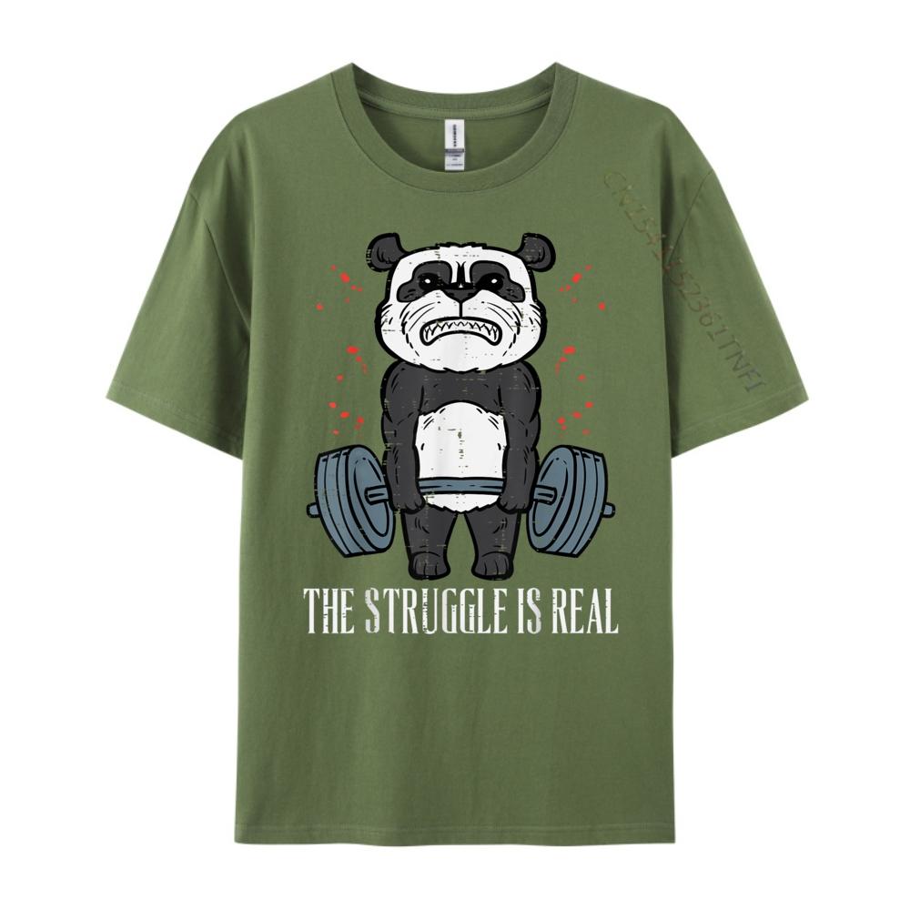 Gym Panda Deadlift Struggle Real Workout Exercise Women Men Christian Tshirt Men Christmas England Style