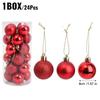 96/24pcs Red Christmas Balls Matte Shiny Glitter Hanging Ball Set for Xmas Tree Home Holiday New Year Party Decoration Supplies