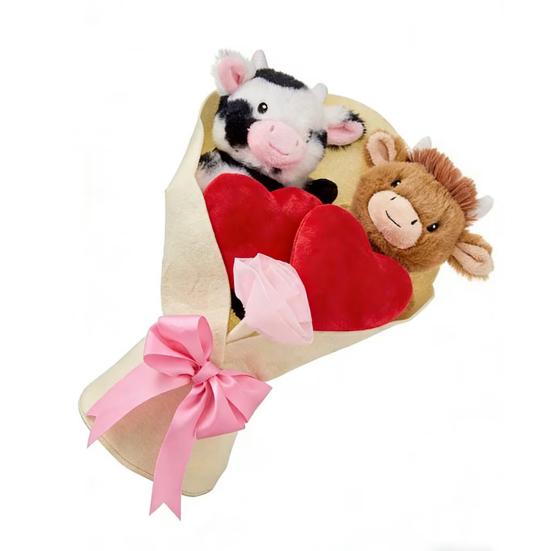 Valentine's Day Plush Toy Bouquet Cute Stuffed Animal with Flower Arrangement Gift for Girlfriend Wife Birthday Anniversary Festive Supplies