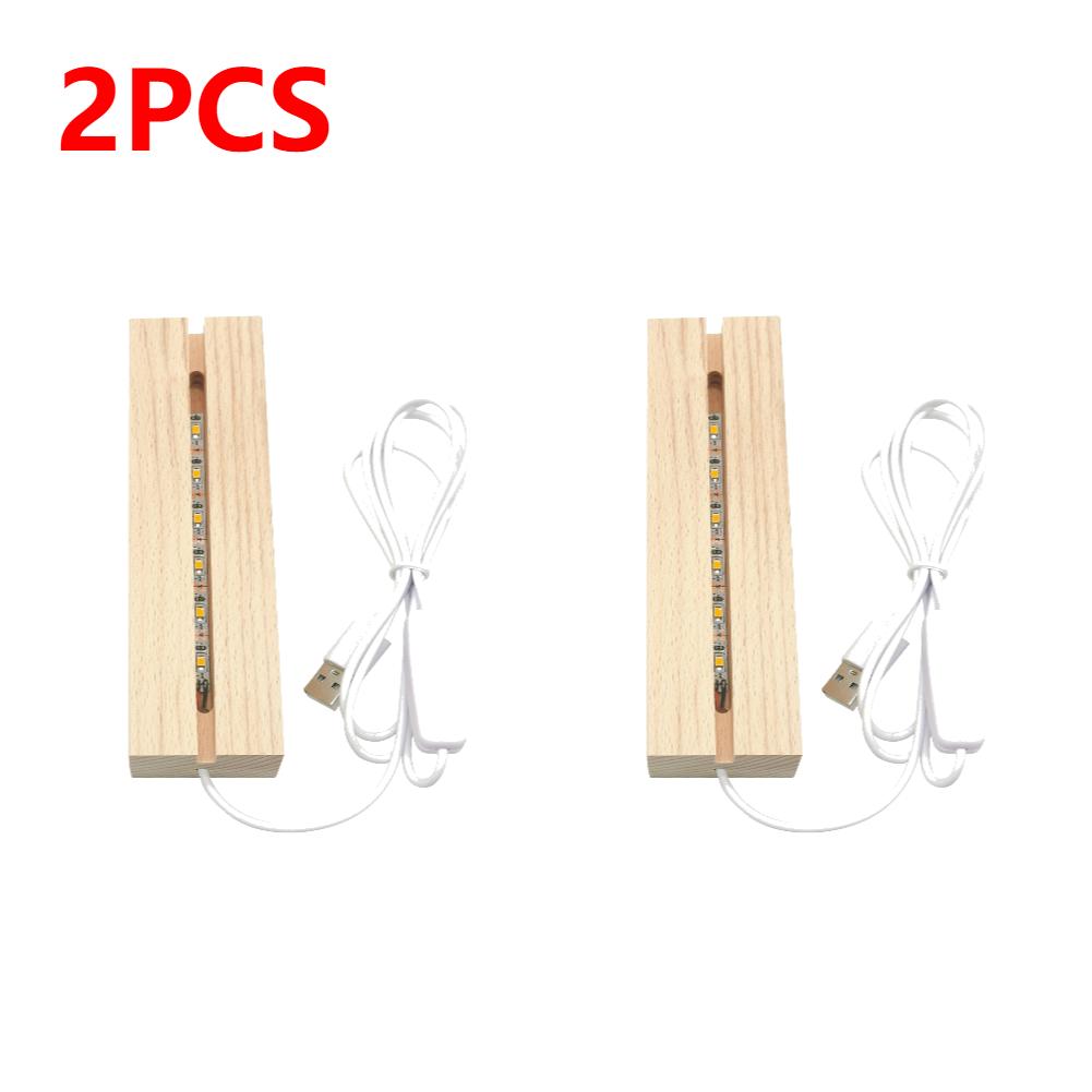 1-5pcs LED Wood Light Display Crystal Wooden Lighted Base Stand Acrylic Light Plate Base USB Wooden Base for Resin Art Lights