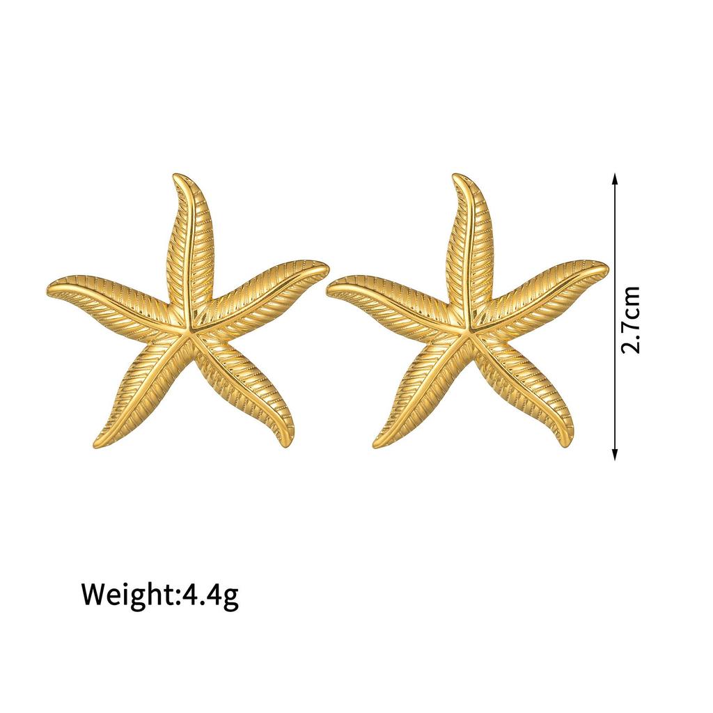 Anello Aperto INS Moda Acciaio Inossidabile Stella Marina Perla - Anello Dito Esagerato Placcato Oro 18K da Donna