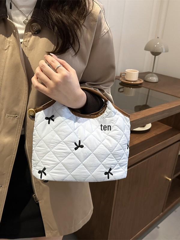 Koreaanse Ruit Herfst/Winter Handtas - High-End Geborduurde Kleine Tote
