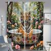 2pcs Curtains,Vibrant Watercolor Tiger Curtain Decorative Drapes for Living Room with Rod Pocket, Machine Washable, Fade Resista