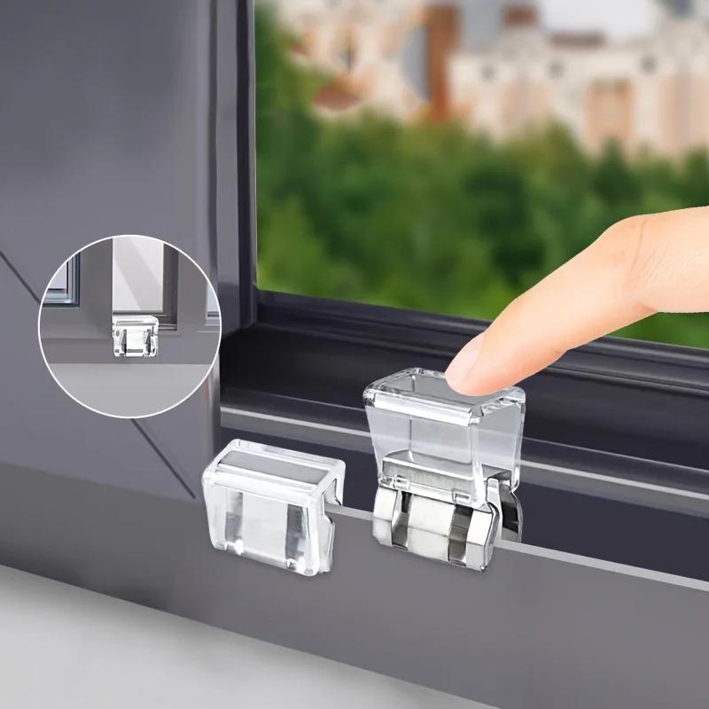 

6-Piece Heavy-duty Sliding Window Lock, Screen Fixing Clip, Window Rail Fixing Safety Clip, Screen Window and Door Safety Plug 6pcs (1.5x1.8cm) bai
