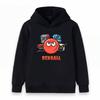 Kids Boys Girls Pullover Hoodie, Cool Red Ball Cartoon Print Casual Warm Long Sleeve Hooded Sweatshirt for Children Daily Wear