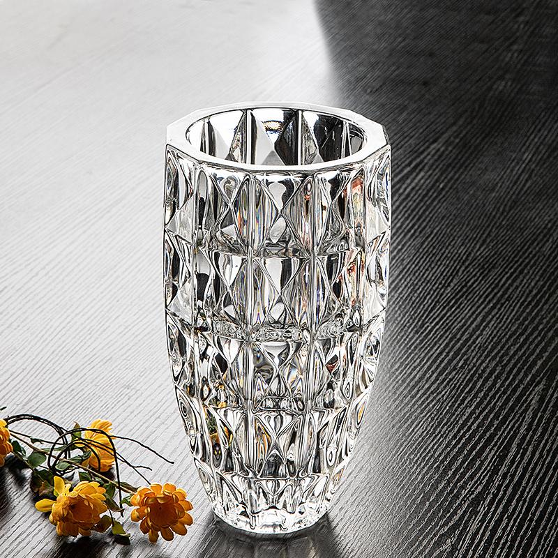 Crystal Glass Vase Luxury High Sense Transparent Water Flower Arrangement Ornaments Living Room Home Soft Decoration Vase