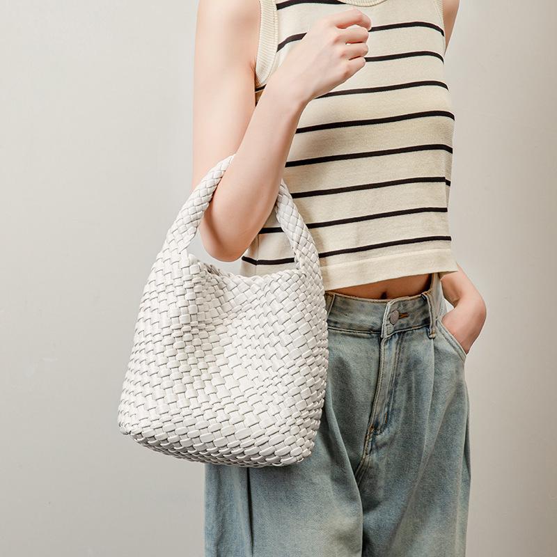 Hand-woven Women's Bag Summer Solid Color Portable 2 Set Casual Retro Shoulder Messenger Bag