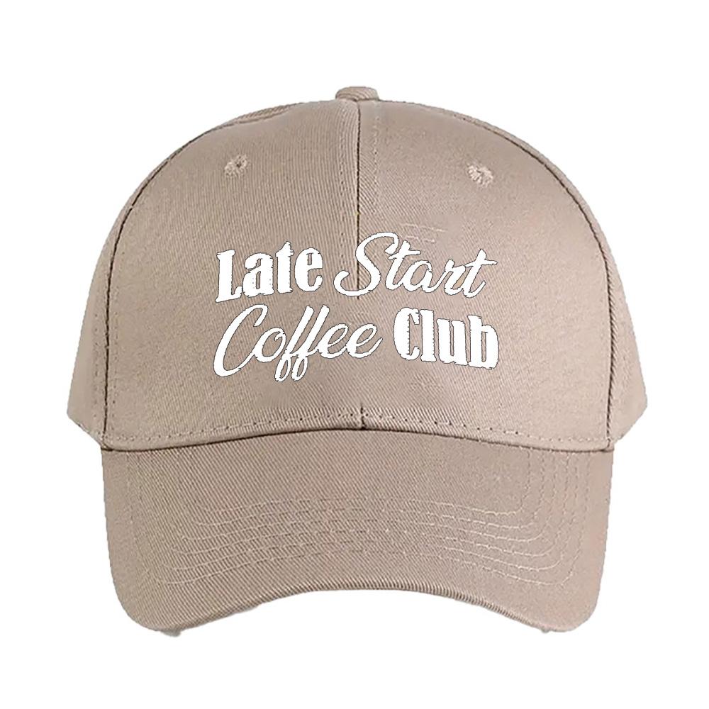 Late Start Coffee Club Papa Caps Sommer Erwachsenen Baseballkappe Verstellbar mit Gebogenem Schirm Schnabelkappe Schutz Sonnenhüte