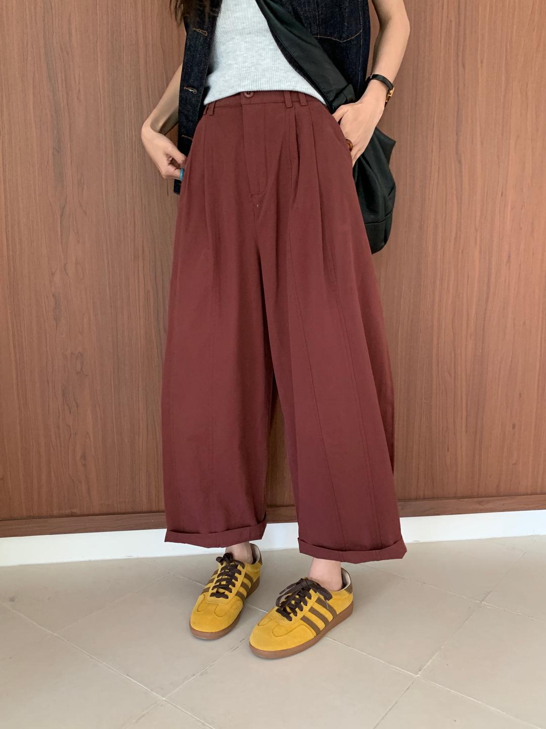 

Japanese Style High-End Casual Loose Slimming Long Pants for Women M (40-58 kg) кирпич красный