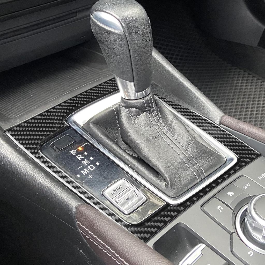 1 Stück Auto Schaltgetriebe Schalthebel Panel Rahmen Aufkleber Echtes Weiches Kohlefaser Schaltgetriebe Schalthebel Verkleidung Abdeckung Innenzubehör Kompatibel mit Mazda Axela 2017