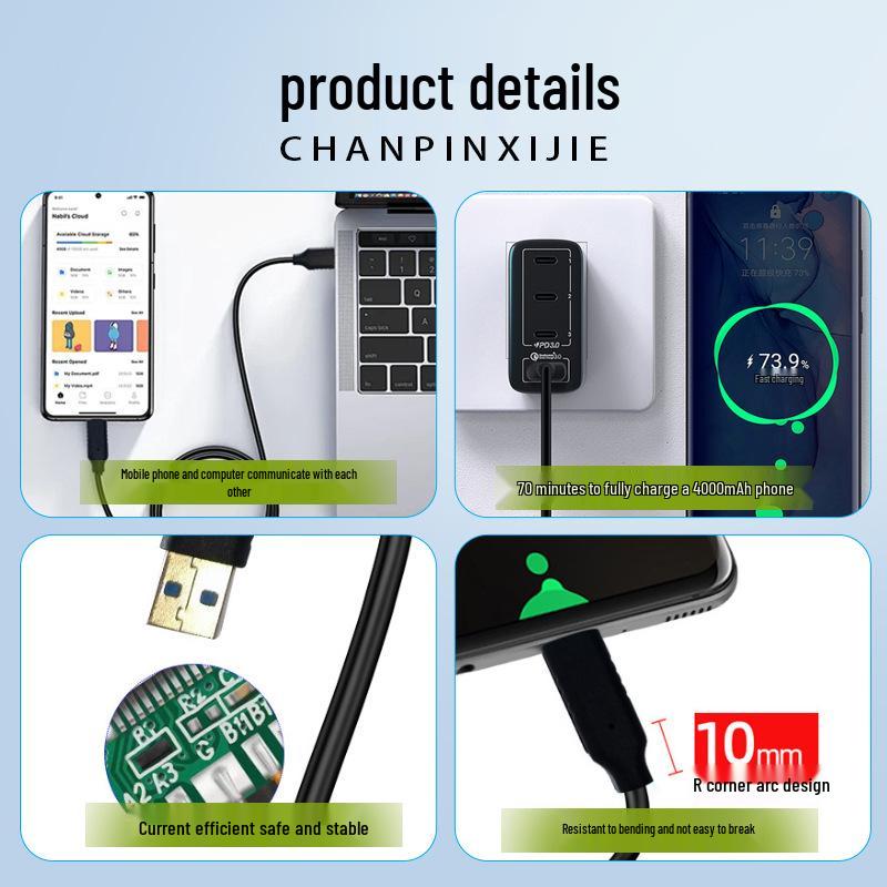 USB 3.2 to Type-C Data Cable, 60W PD Fast Charging for Apple & Huawei, 3A