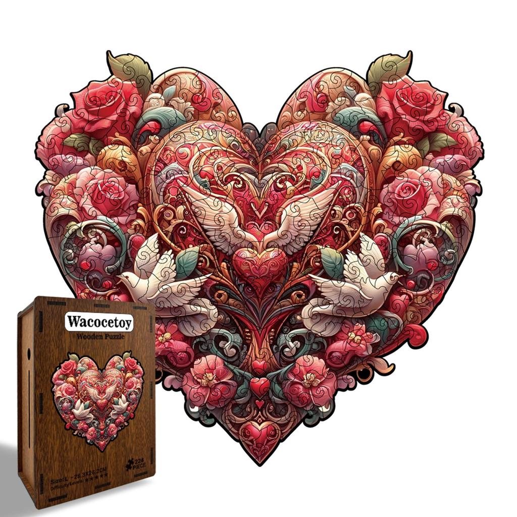 Wacocetoy Cross Love Heart High-Difficulty Wooden Jigsaw Puzzle Toy Money Box