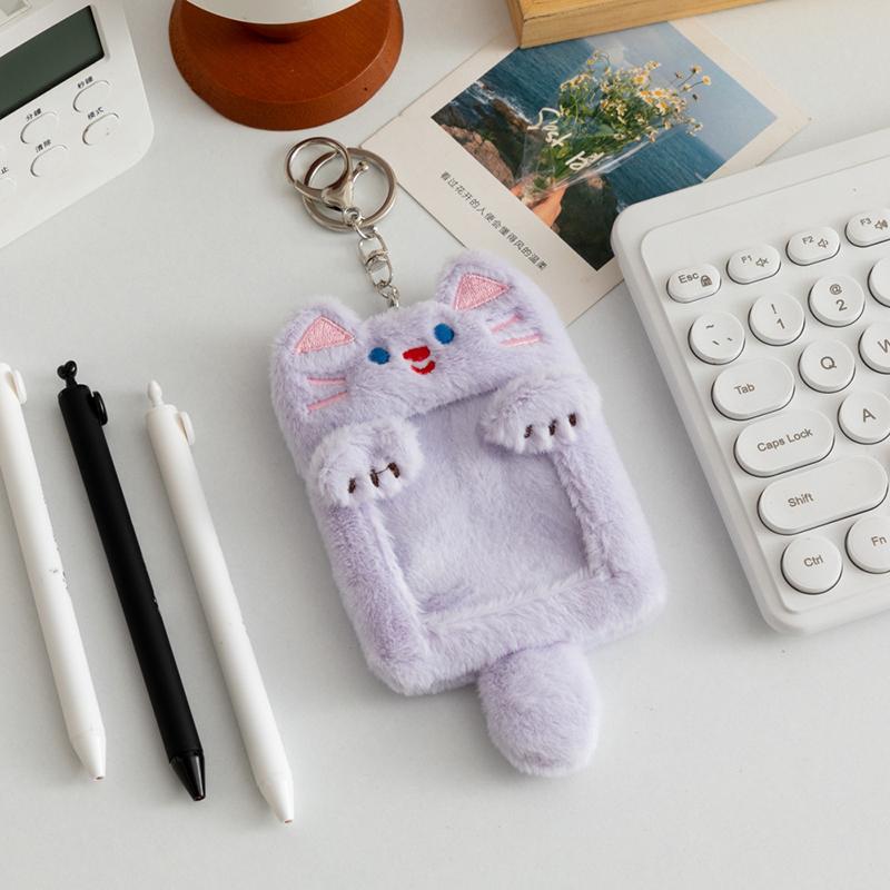Cartoon Animal Characters Plush Album Card Holder Bus Card Bank ID Card Protective Display Sleeves Backpack Pendant Gifts