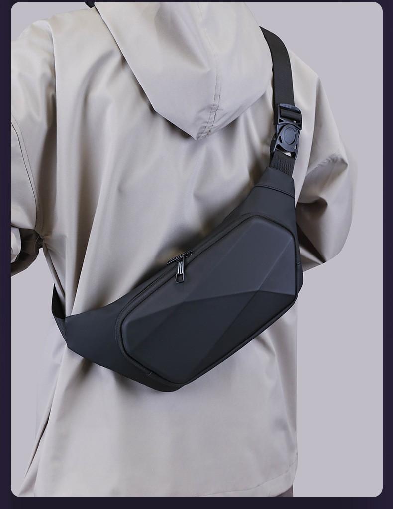 Sports Waist Bag, Large Capacity Single Shoulder Crossbody Bag, Personalized Fashion, Business Commuting Trend, Hard  Men's Chest Bag