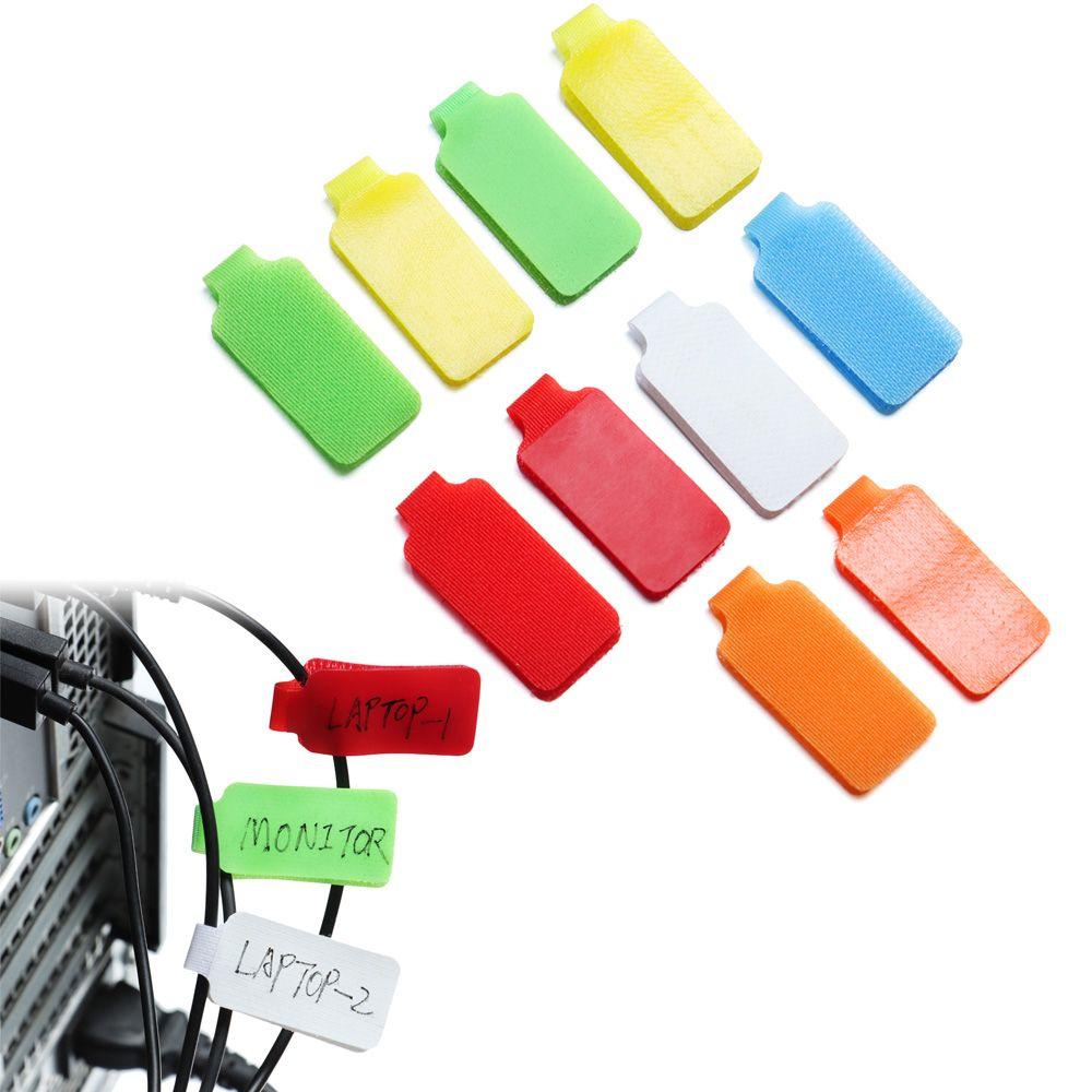 5Pcs Nylon Cable Cord Labels Strap Hook And Loop Colorful Writable Wire Labels For Electrical Cable Organize Cord Identification
