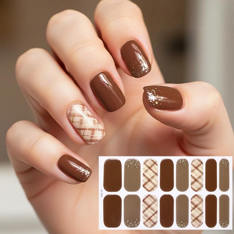 Strong Adhesive Nail Strips Polish Film Decals Stick On Art Decals Without LED Lamps Curing Stylish and Long Lasting