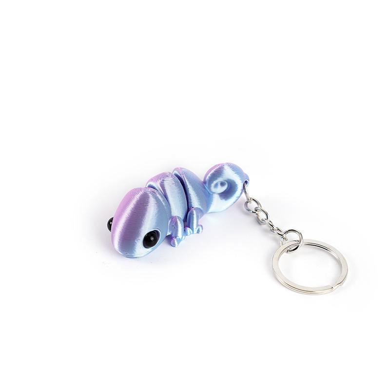 Creative 3D Printing Chameleon Keychain Pendant Multi-Joint Movable Simulation Animal Bag Charm Accessories Kids Gift Toys