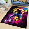 Colorful Football Player Action Print Flannel Rug Durable Soft Carpet For Living Room Bedroom Kids Room Sport Decor Artistic