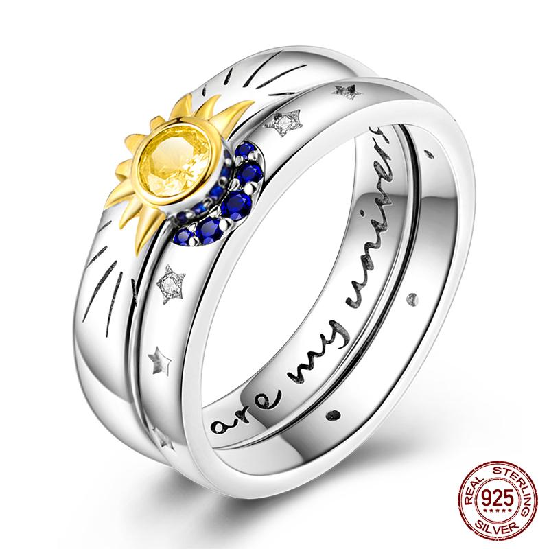 Original Design 925 Silver Blue Zircon For Ring Fit Women Wedding Wedding Wedding Engagement Silver Gift