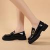 Black Small Leather Shoes Women's Single Shoes Autumn New Spring and Summer One-pedal Retro Platform Shoes