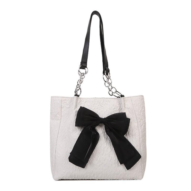 

Nylon Bowknot Tote Bag Korean Style Bucket Shopping Bag All-match Single Shoulder Bag Travel белый