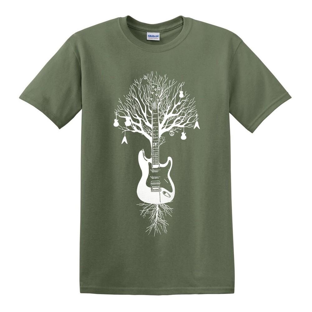 TREE OF GUITARS TSHIRT Acoustic Guitar Tree of life Rock Peace Bass Music Top 2XL