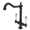 Antique Brass Basin Faucet Double Handle One Hole European Style Hot and Cold Water Tap for
