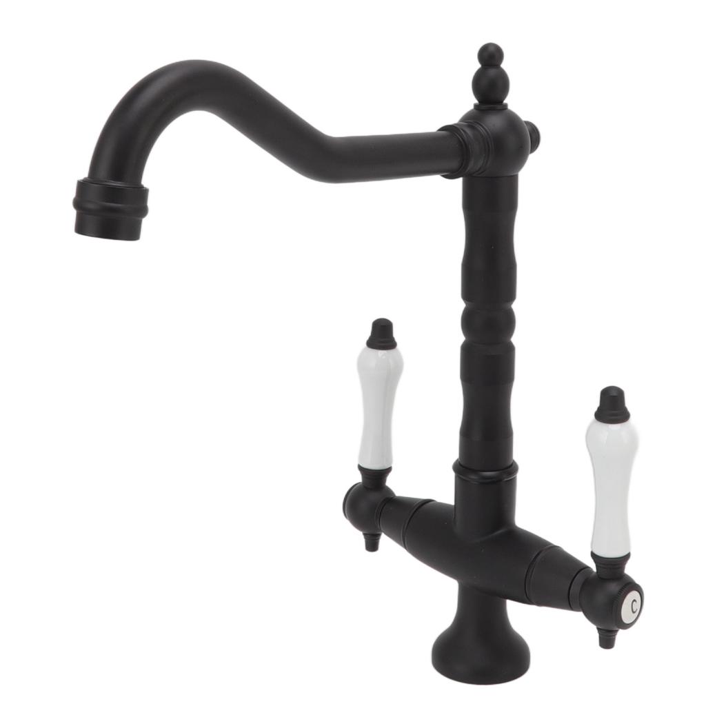 Antique Brass Basin Faucet Double Handle One Hole European Style Hot and Cold Water Tap for