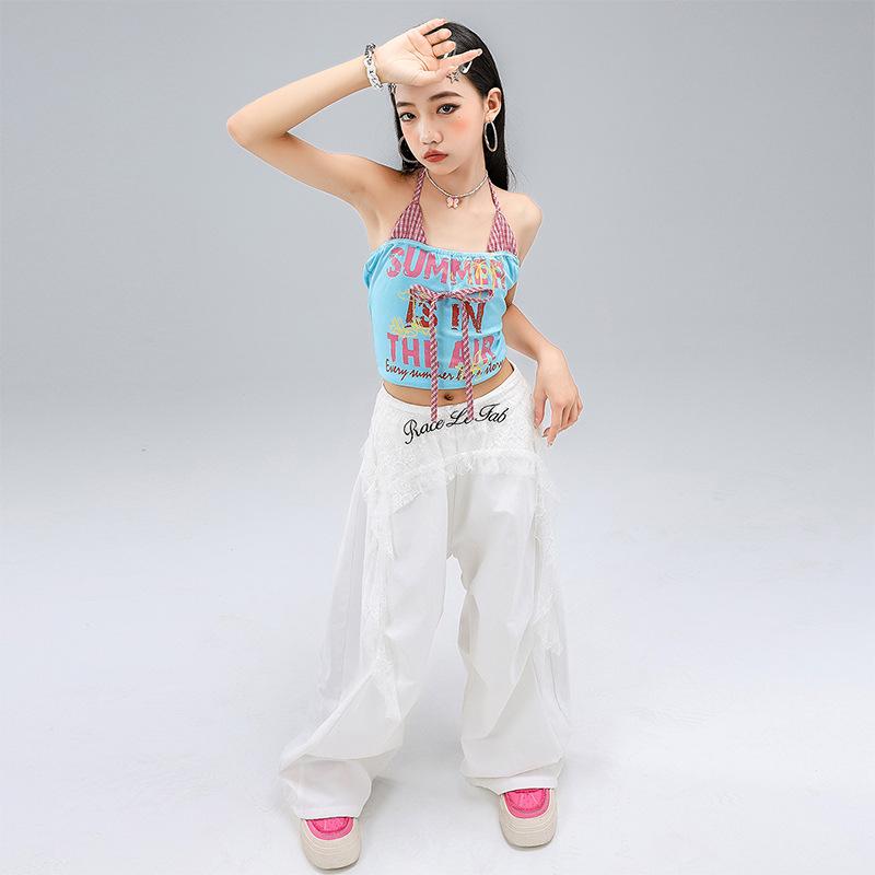 Blue Jazz Dance Costume for Girls - Trendy Street Dance Performance Outfit