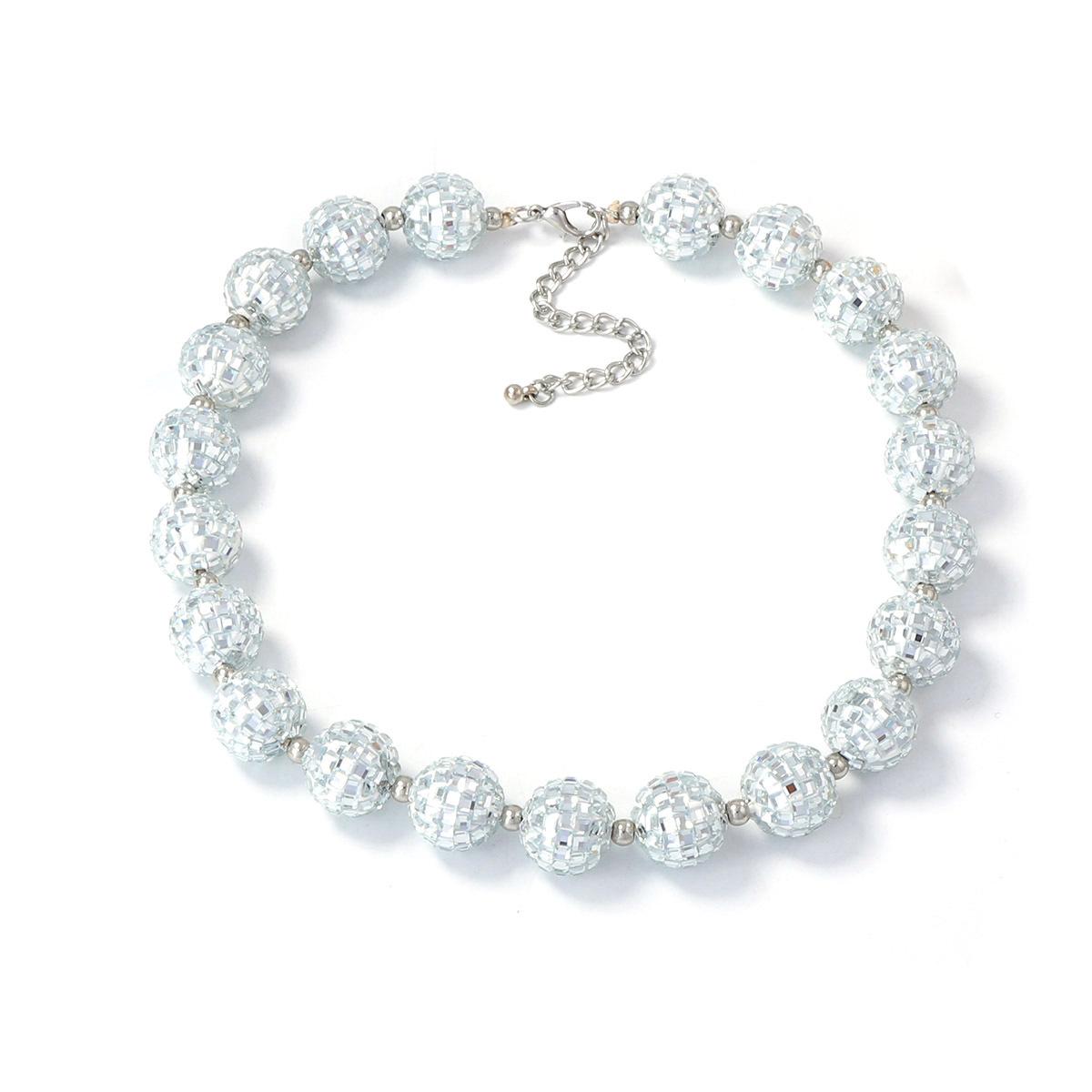 

Simple, fashionable, personalized trend, light luxury, niche disco ball beaded necklace, versatile casual super flash item jewelry
